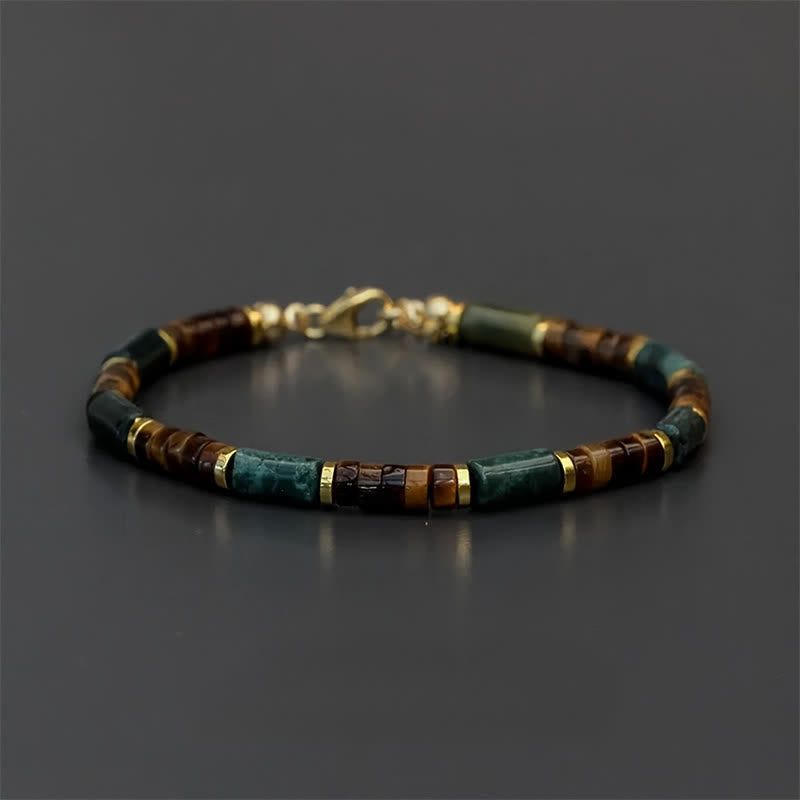 FREE Today: Self Care and Strength Lapis Lazuli Indian Agate Tiger Eye Cylindrical Bead Bracelet - No Extender Chain(Wrist Circumference: 18-19cm) - image 0