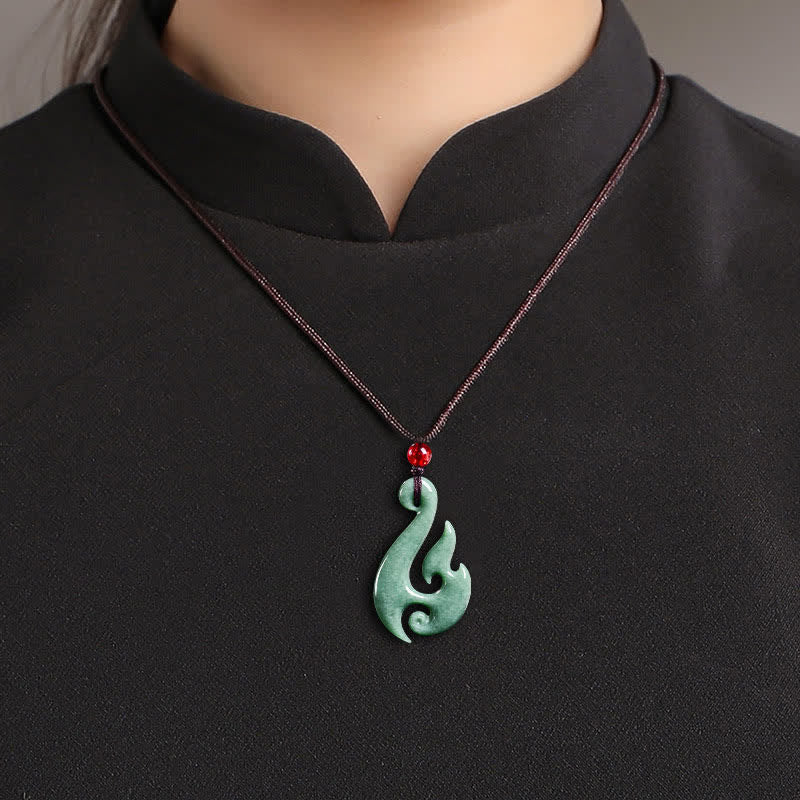 Buddha Stones Natural Jade Spiral Abundance Pendant Necklace - image 8