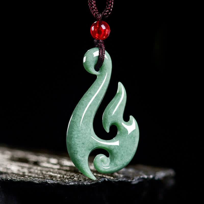 Buddha Stones Natural Jade Spiral Abundance Pendant Necklace - image 1