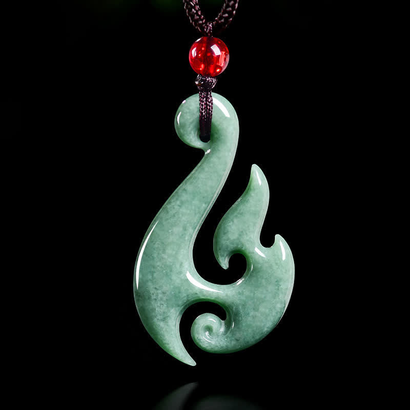 Buddha Stones Natural Jade Spiral Abundance Pendant Necklace - Natural Jade(Color May Vary) - 40.5*4.5*23.5mm - image 0