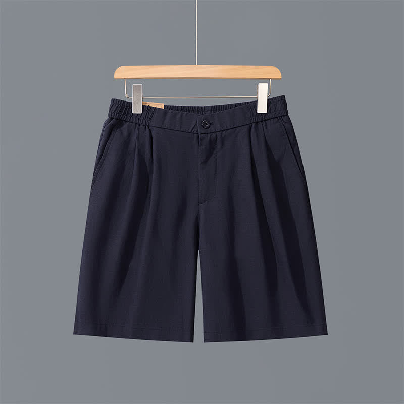 Buddha Stones Summer Casual Minimalist Solid Zipper Design Men's Shorts With Pockets - MidnightBlue - US/UK/AU42,EU52 (3XL) - image 1