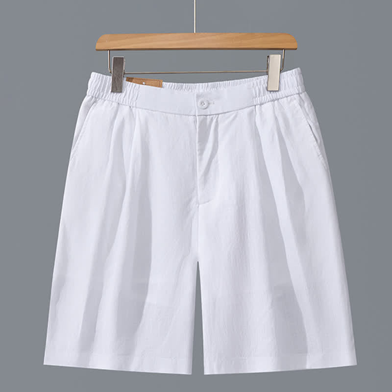 Buddha Stones Summer Casual Minimalist Solid Zipper Design Men's Shorts With Pockets - White - US/UK/AU42,EU52 (3XL) - image 14
