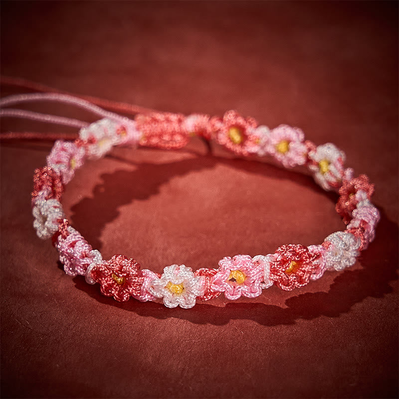 Buddha Stones Hand Woven Pastel Daisy Gradient String Bracelet - Pink(Wrist Circumference: 5.51-6.69 in / 14-17 cm) - image 9