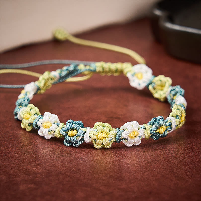 Buddha Stones Hand Woven Pastel Daisy Gradient String Bracelet - Green(Wrist Circumference: 5.51-6.69 in / 14-17 cm) - image 0