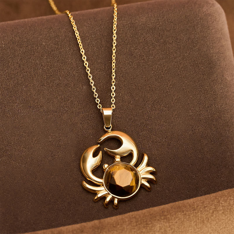 Buddha Stones Gold Plated Amethyst Crab Inner Peace Necklace - Tiger Eye(Confidence ♥ Focus) - image 6