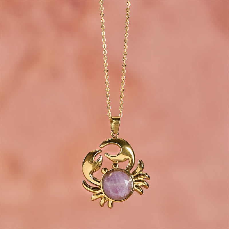 Buddha Stones Gold Plated Amethyst Crab Inner Peace Necklace - image 2