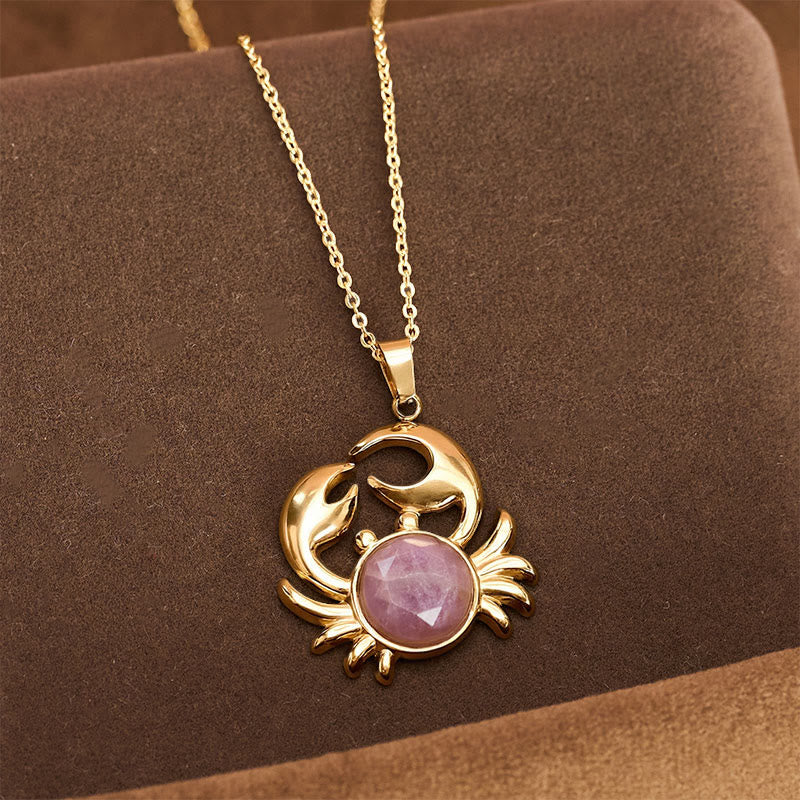 Buddha Stones Gold Plated Amethyst Crab Inner Peace Necklace - Amethyst(Stress Relief ♥ Intuition) - image 0