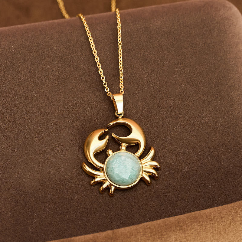 Buddha Stones Gold Plated Amethyst Crab Inner Peace Necklace - Amazonite(Truth ♥ Communication) - image 12