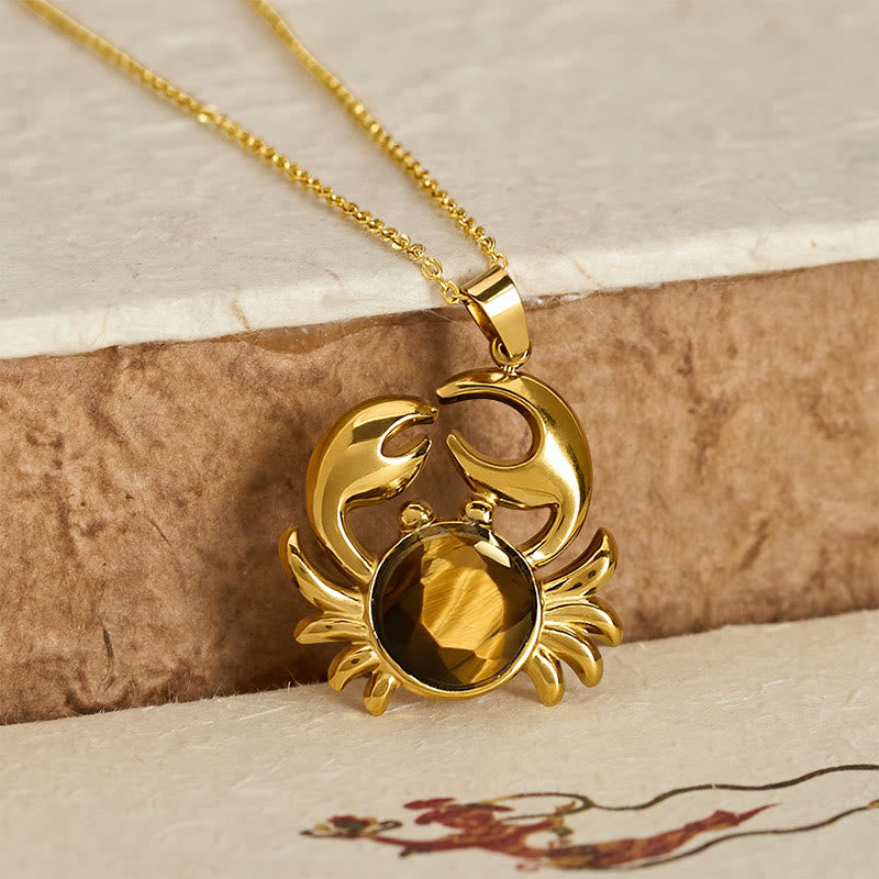 Buddha Stones Gold Plated Amethyst Crab Inner Peace Necklace - image 9