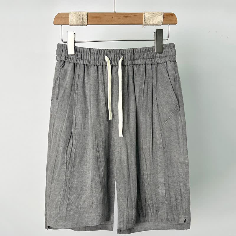 Buddha Stones Summer Casual Drawstring Solid Elastic Waist Men's Shorts With Pockets - LightGrey - US/UK/AU44,EU54 (4XL) - image 2
