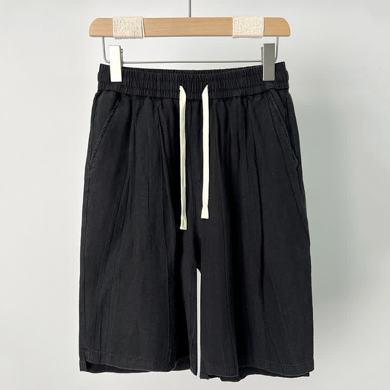Buddha Stones Summer Casual Drawstring Solid Elastic Waist Men's Shorts With Pockets - Black - US/UK/AU44,EU54 (4XL) - image 1