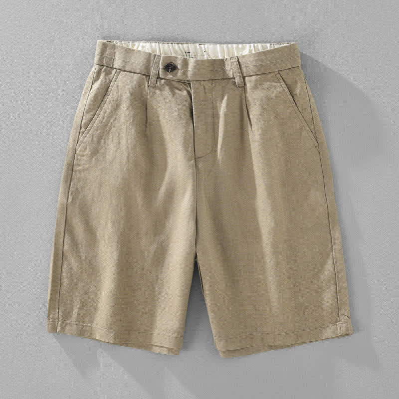 Buddha Stones Summer Casual Minimalist Button-Up Zipper Solid Men's Shorts With Pockets - BurlyWood - US/UK/AU46,EU56 (5XL) - image 15
