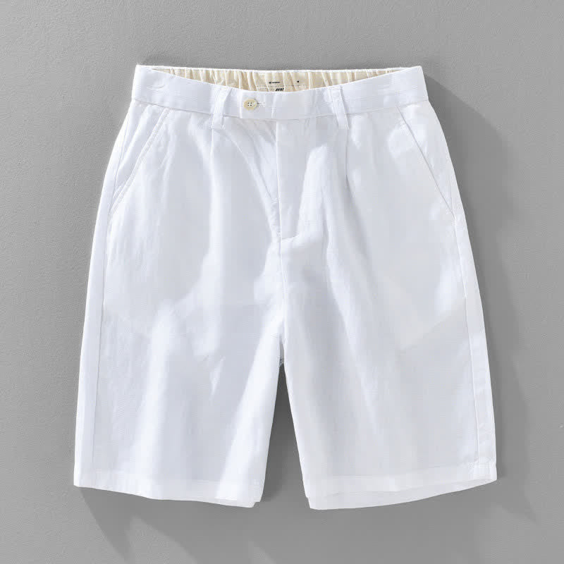Buddha Stones Summer Casual Minimalist Button-Up Zipper Solid Men's Shorts With Pockets - White - US/UK/AU46,EU56 (5XL) - image 16