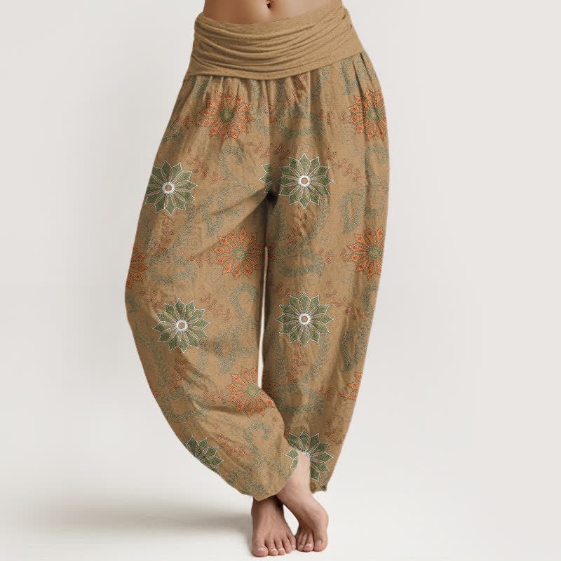 Buddha Stones Cotton Bohemian Mandala Vine Pattern Women's Elastic Waist Harem Pants - Tan - US16,UK/AU20,EU48 (3XL) - image 5