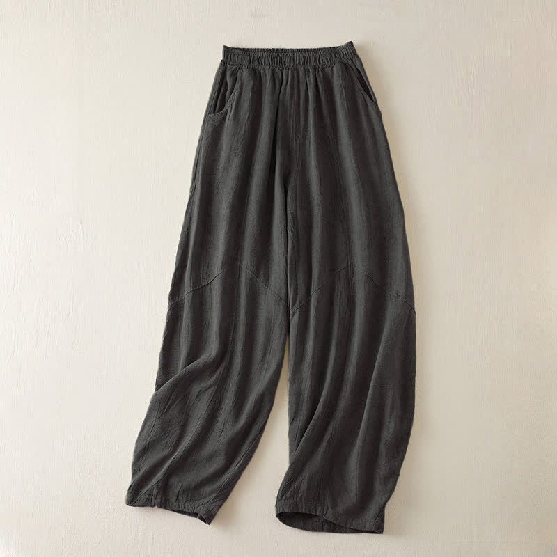 Buddha Stones Casual Loose Straight Leg 7-8 Length Cropped Pants Women's Harem Pants With Pockets - SlateGray - US8-10,UK/AU12-14,EU40-42 (2XL) - image 7
