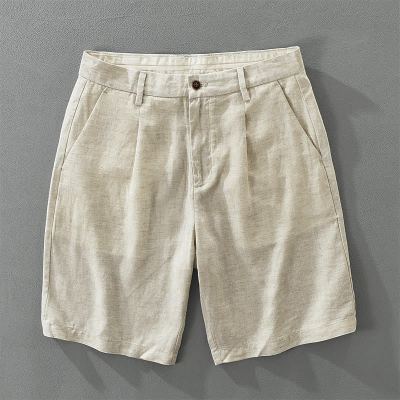 Buddha Stones Summer Casual Minimalist Wide Leg Solid Zipper Men's Shorts With Pocket - Beige - US/UK/AU42,EU52 (3XL) - image 0