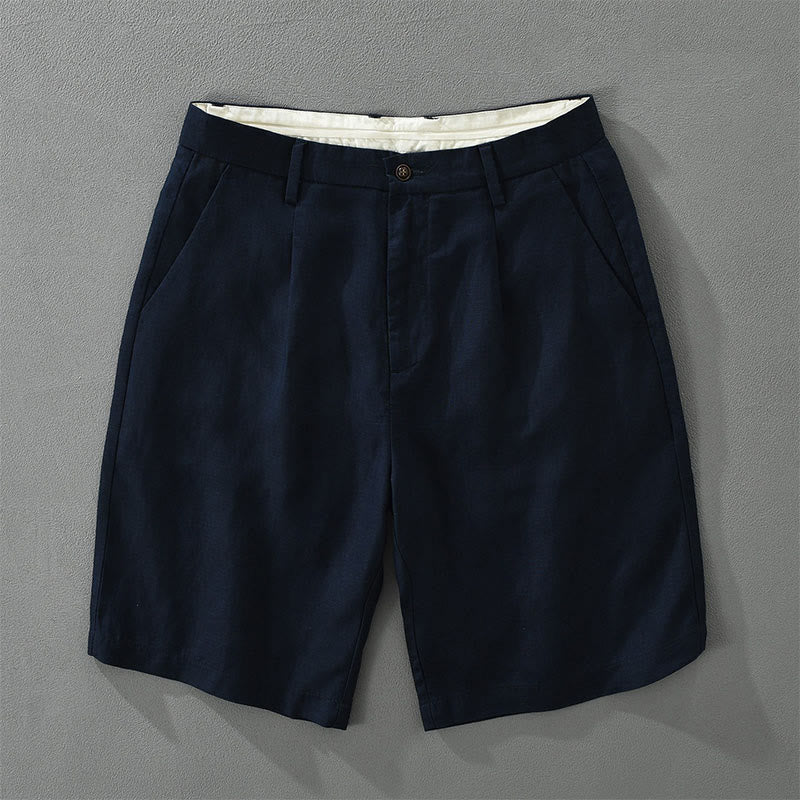 Buddha Stones Summer Casual Minimalist Wide Leg Solid Zipper Men's Shorts With Pocket - Navy - US/UK/AU42,EU52 (3XL) - image 1