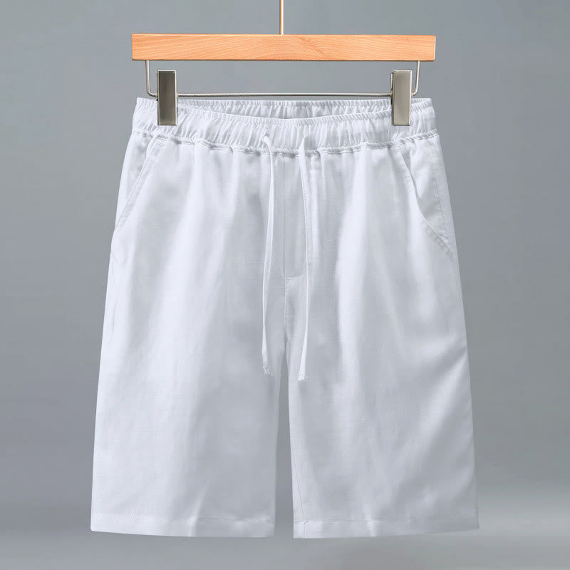 Buddha Stones Summer Casual Minimalist Drawstring Solid Men's Shorts With Pocket - White - US/UK/AU42,EU52 (3XL) - image 15