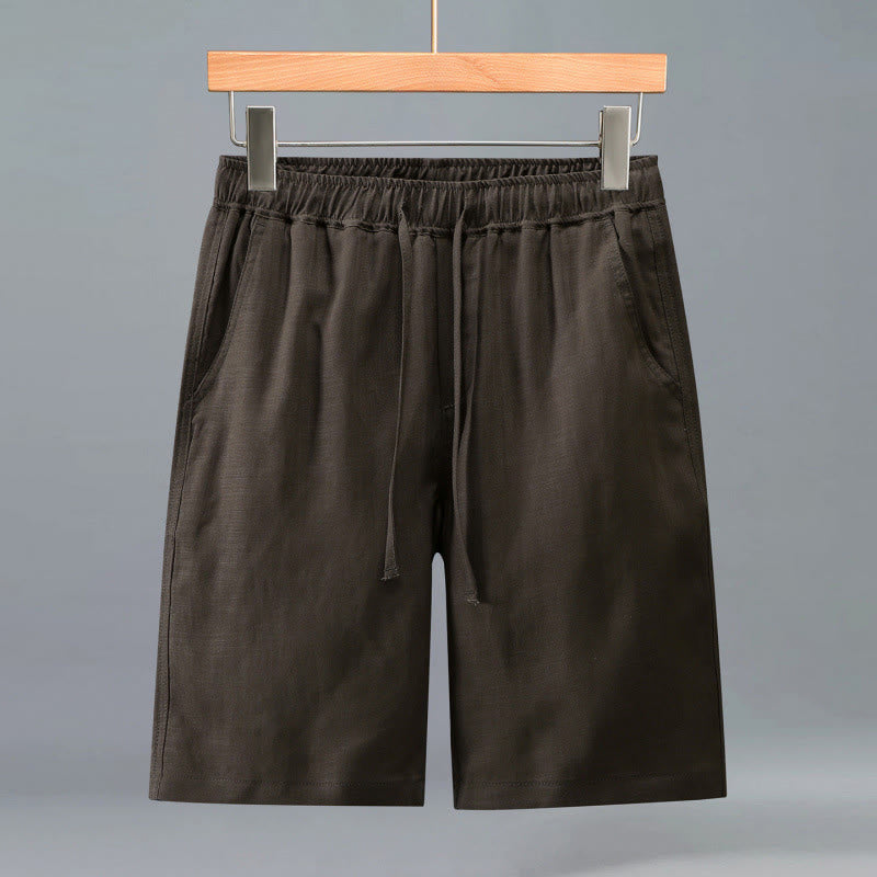 Buddha Stones Summer Casual Minimalist Drawstring Solid Men's Shorts With Pocket - SaddleBrown - US/UK/AU42,EU52 (3XL) - image 10