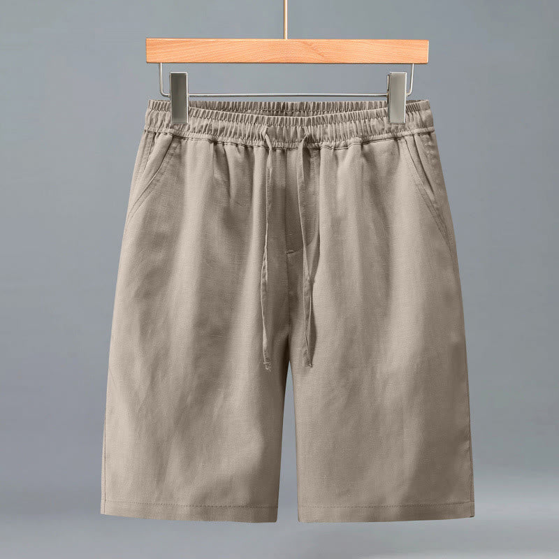 Buddha Stones Summer Casual Minimalist Drawstring Solid Men's Shorts With Pocket - Tan - US/UK/AU42,EU52 (3XL) - image 9