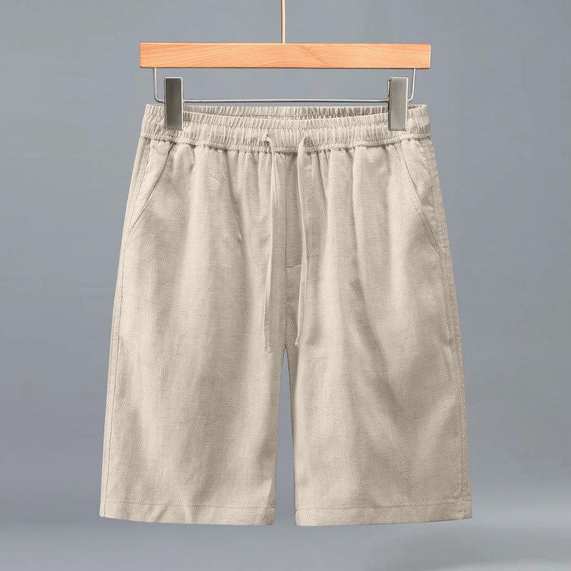 Buddha Stones Summer Casual Minimalist Drawstring Solid Men's Shorts With Pocket - Linen - US/UK/AU42,EU52 (3XL) - image 0