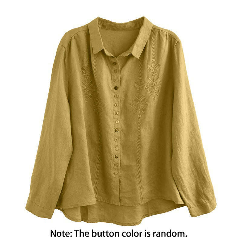 Buddha Stones Spring Embroidery Long Sleeve Colorful Button Label Women's Shirt - image 3