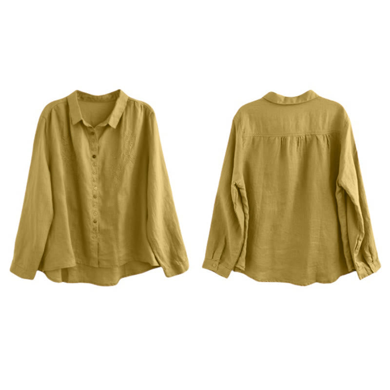 Buddha Stones Spring Embroidery Long Sleeve Colorful Button Label Women's Shirt - image 4
