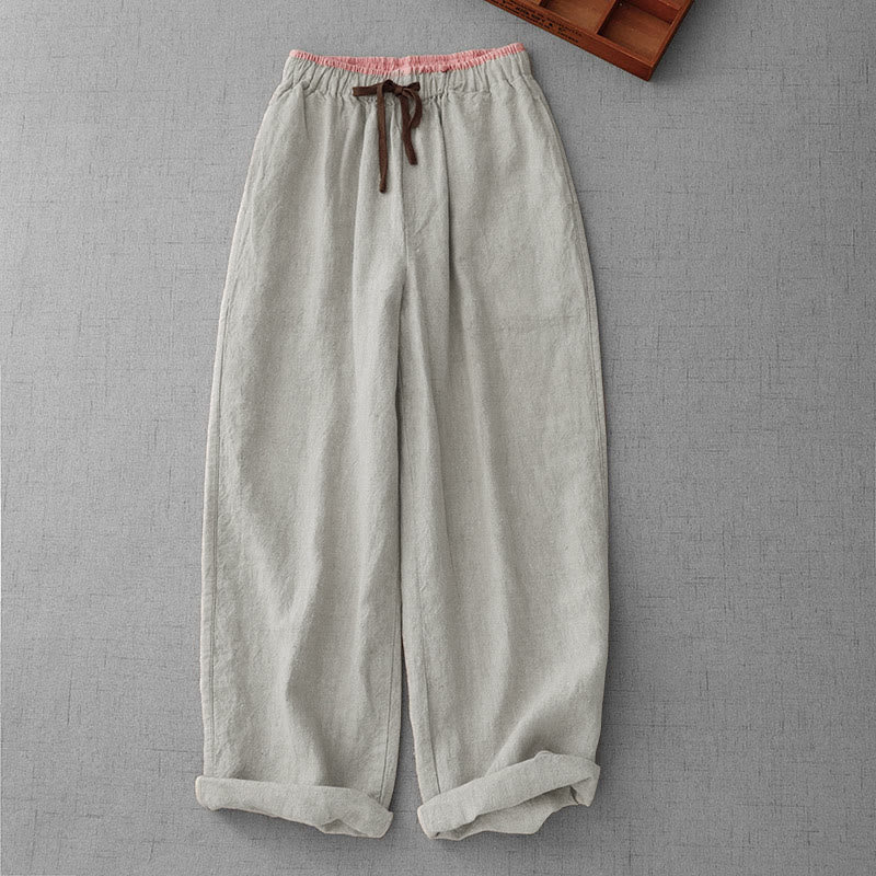 Buddha Stones Casual Daily Drawstring Simple Design Women's Pants With Pockets - Beige - US8-10,UK/AU12-14,EU40-42 (2XL) - image 0