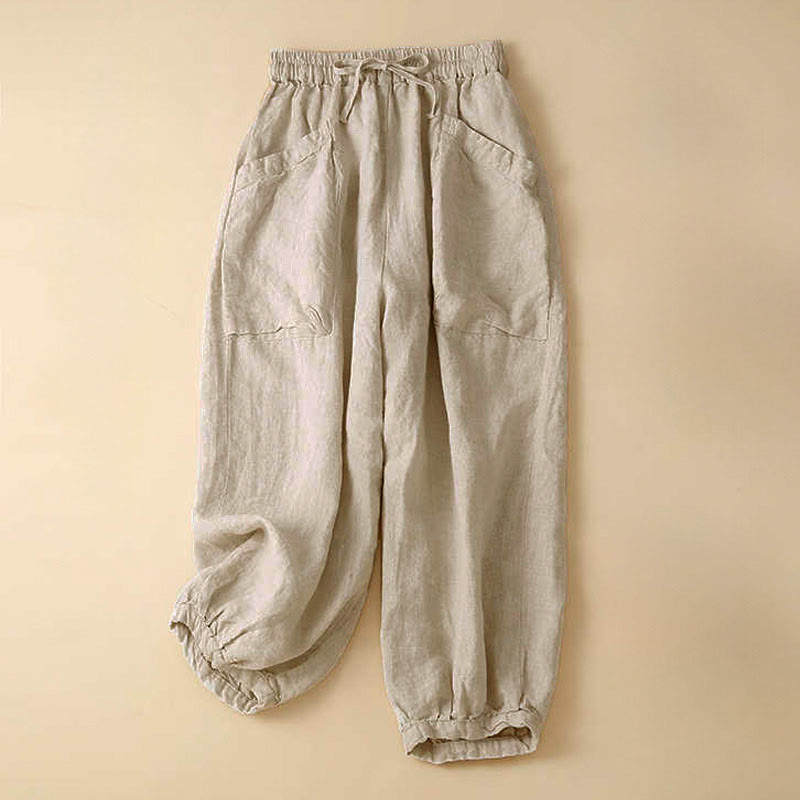 Buddha Stones Commute Women's Plain Harem Capri Pants With Pockets - Beige - US8-10,UK/AU12-14,EU40-42 (2XL) - image 11