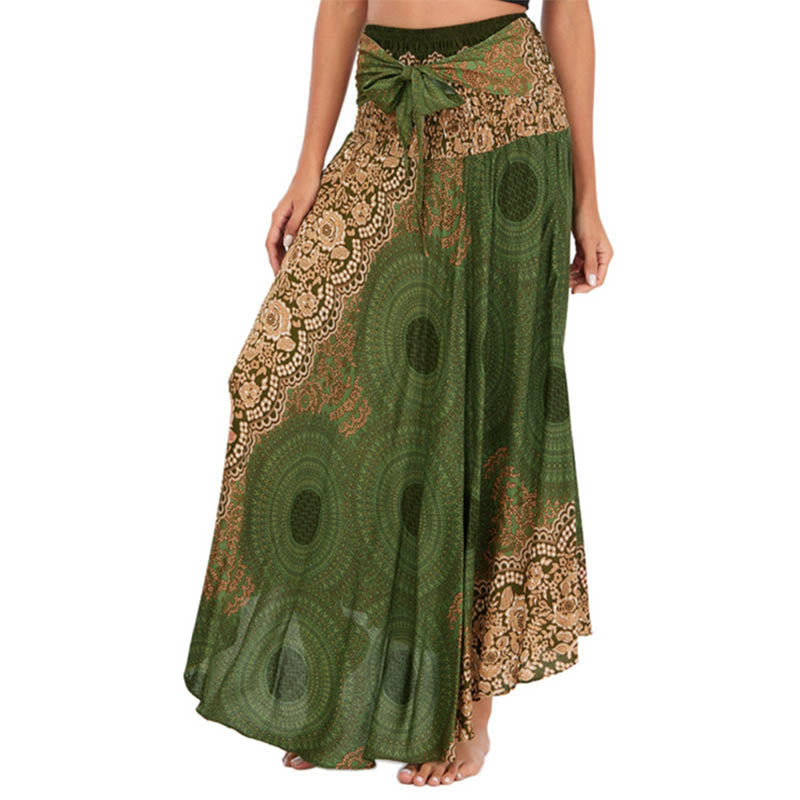 Buddha Stones Two Style Wear Bohemian Compass Rose Flower Lace-up Skirt Dress - DarkSeaGreen - US4-12,UK/AU8-16,EU36-44 (F) - image 18
