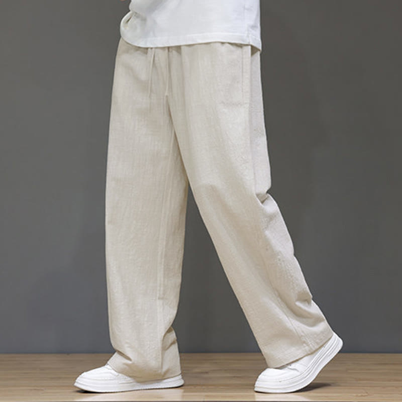 Buddha Stones Summer Men's Straight Leg Pants With Pockets - Linen - US/UK/AU46,EU56 (5XL) - image 11