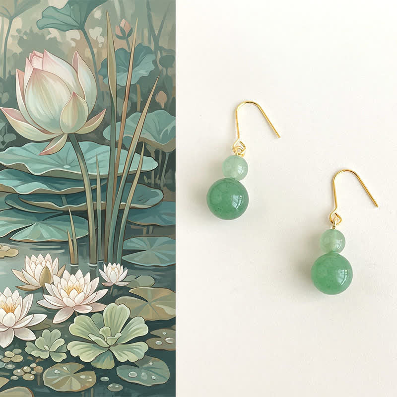 Buddha Stones Green Aventurine Luck Drop Earrings - Green Aventurine(Copper Plated With 925 Sterling Silver Posts) - image 0