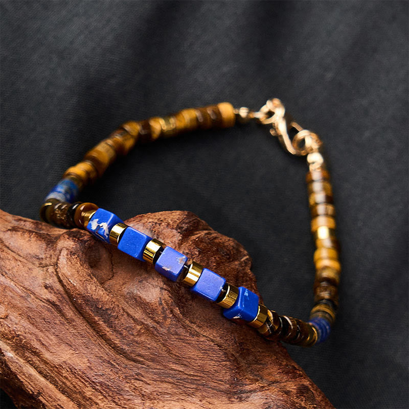 FREE Today: Serenity and Courage Lapis Lazuli Tiger Eye Square Beaded Bracelet - image 3