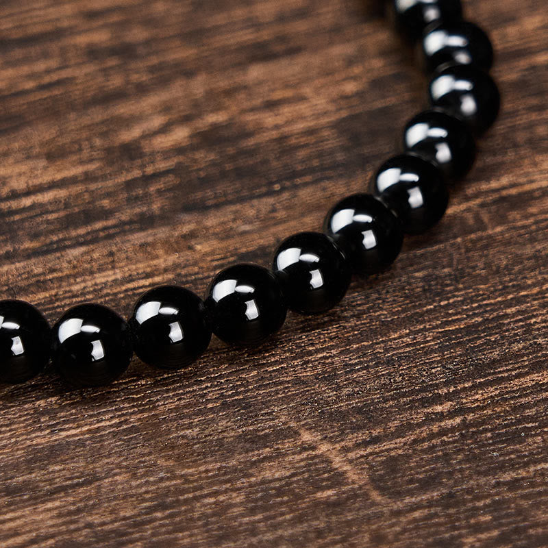 FREE Today: Protection and Transformation Black Obsidian Black Tourmaline Minimalist Round Bead Bracelet - image 4