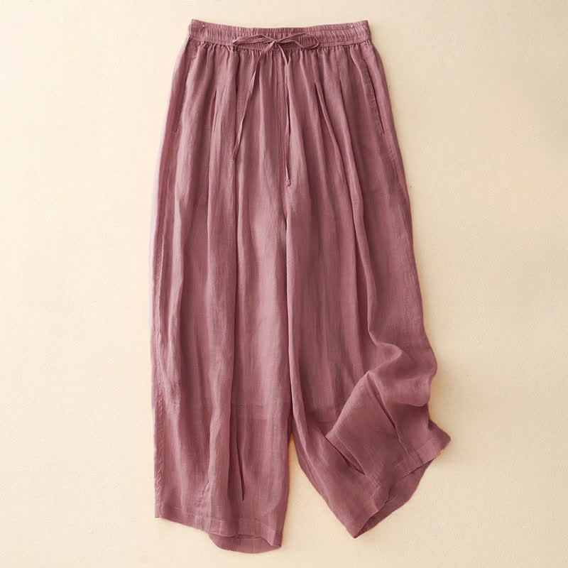 Buddha Stones Casual Loose Double Layer 7-8 Length Cropped Pants Women's Pants With Pockets - LightPink - US14,UK/AU18,EU46 (2XL) - image 16