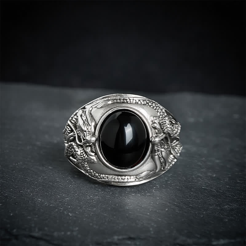 FREE Today: Purification and Fulfillment Black Obsidian Dragon Open Ring - image 2
