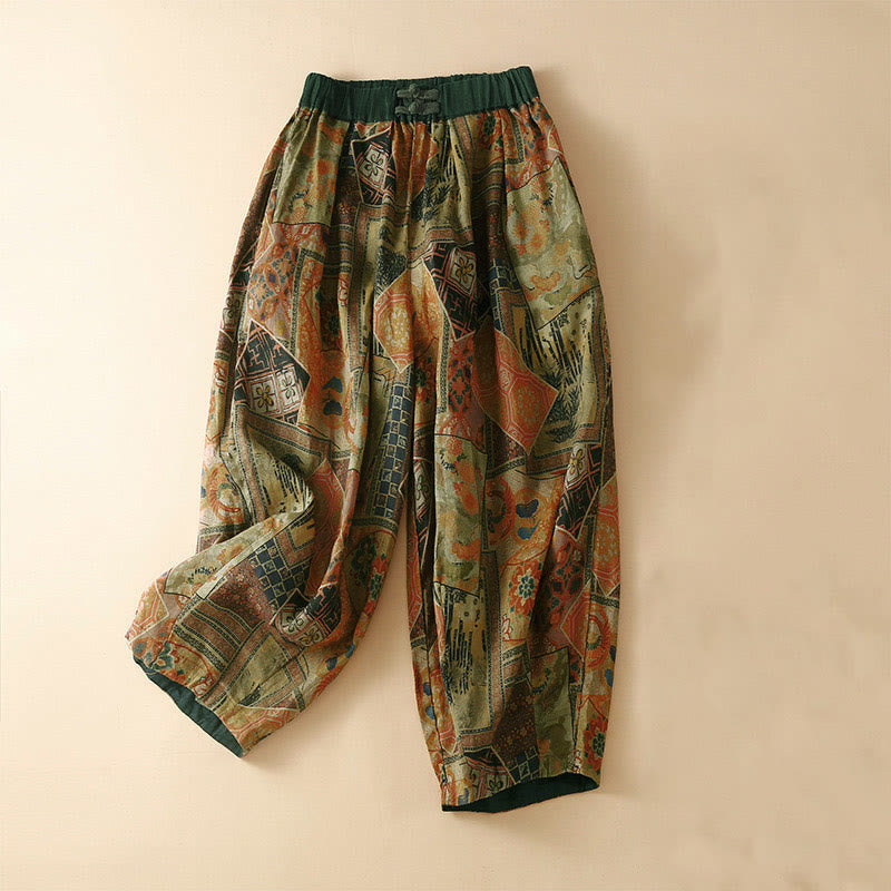 Buddha Stones Retro Casual Chinese Frog-Button Design Women's Harem Pants With Pockets - Red - US8-10,UK/AU12-14,EU40-42 (2XL) - image 13