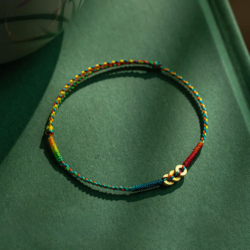 Buddha Stones Copper Coins Hand-Woven Red Multicolor String Luck Bracelet - Multicolor(Wrist Circumference: 5.91-7.48 in / 15-19cm) - image 5