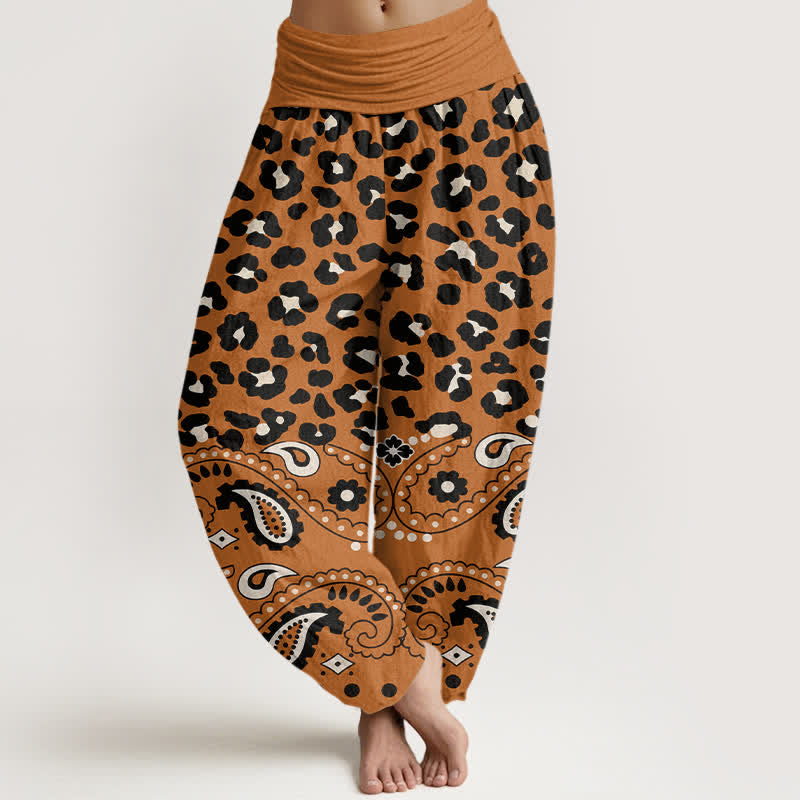 Buddha Stones Cotton Olive Leopard Paisley Pattern Women's Elastic Waist Harem Pants - Peru - US16,UK/AU20,EU48 (3XL) - image 8