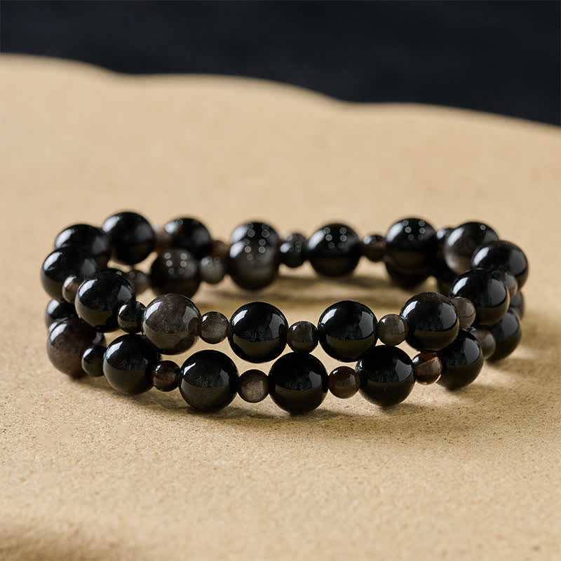 FREE Today: Protection and Fulfillment Black Obsidian Single Double Layer Round Bead Bracelet - 10mm Black Obsidian - Double Wrap - image 8