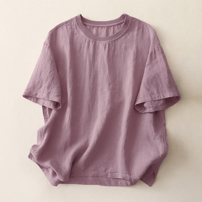 Buddha Stones Plain Threaded Crew Neck Design Women's Polyester Short Sleeves Shirt - Thistle - US14,UK/AU18,EU46 (2XL) - image 20