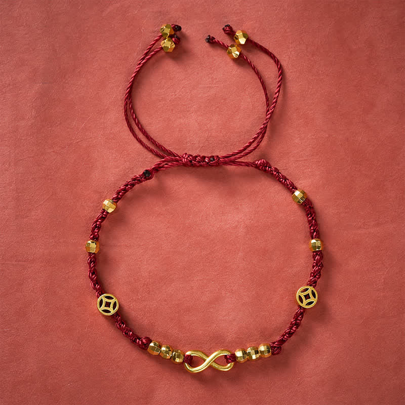 Buddha Stones Braided Red String Chinese Coin Infinity Symbol Faith Bracelet - image 1