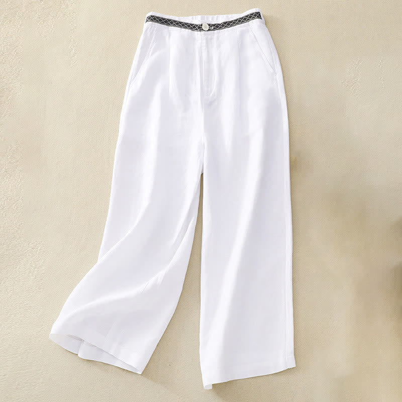 Buddha Stones Solid Color Front Button Back Elastic Women's Pants With Pockets - White - US8-10,UK/AU12-14,EU40-42 (2XL) - image 21