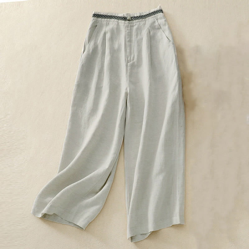 Buddha Stones Solid Color Front Button Back Elastic Women's Pants With Pockets - Beige - US8-10,UK/AU12-14,EU40-42 (2XL) - image 0
