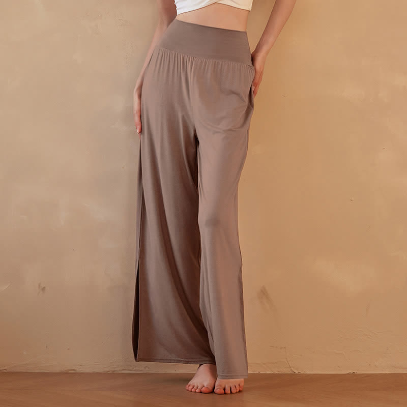 Buddha Stones Casual Plain High Waist Elastic Women's Wide Leg Pants - Peru - US8-10,UK/AU12-14,EU40-42 (XL) - image 0