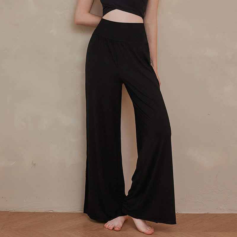 Buddha Stones Casual Plain High Waist Elastic Women's Wide Leg Pants - Black - US8-10,UK/AU12-14,EU40-42 (XL) - image 12