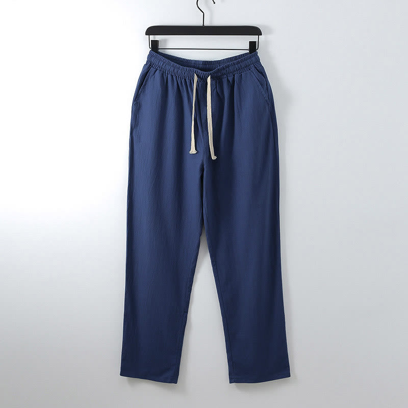Buddha Stones Solid Color Cotton Linen Casual Loose Men's Pants With Pockets - RoyalBlue - US/UK/AU54,EU64 (9XL) - image 8