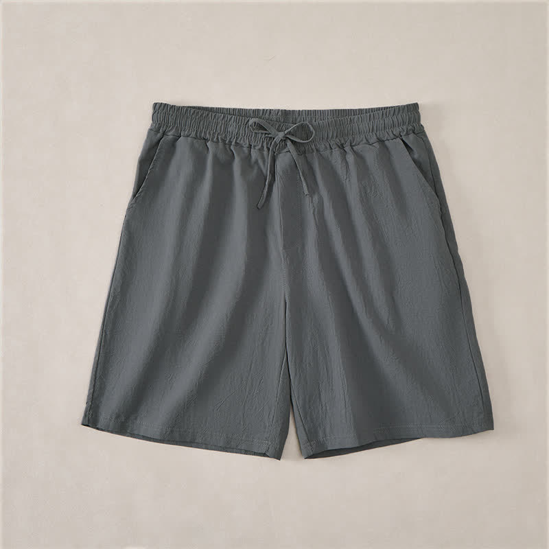 Buddha Stones Summer Casual Drawstring Solid Cotton Men's Shorts With Pockets - SlateGray - US/UK/AU44,EU54 (3XL) - image 7