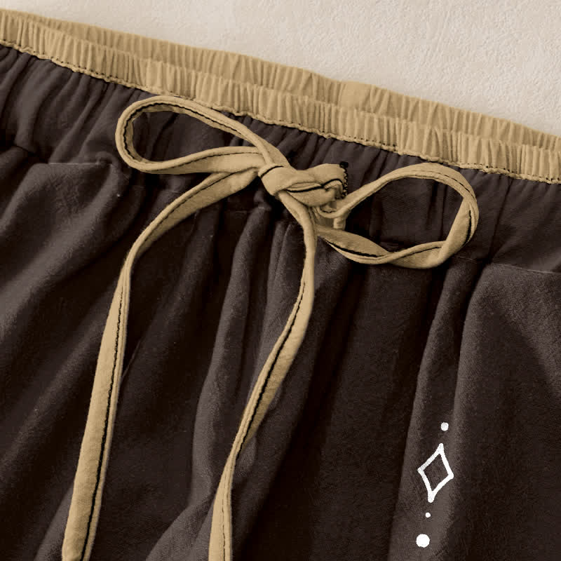 Buddha Stones Pure Cotton Zen Lotus Om Pattern Women's Elastic Waist Pants With Pockets - image 5