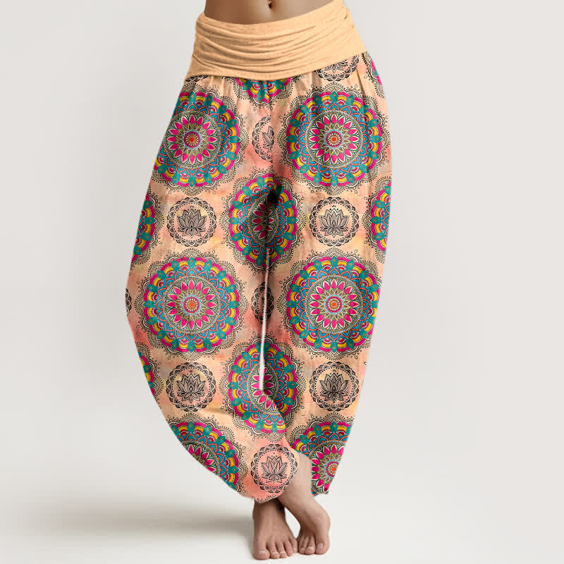 Buddha Stones Cotton Boho Mandala Pattern Women's Elastic Waist Harem Pants - PeachPuff - US16,UK/AU20,EU48 (3XL) - image 8